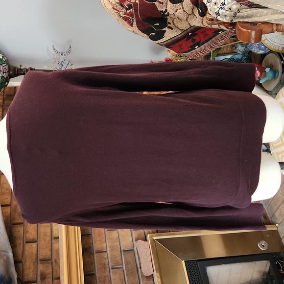 LOFT Burgundy Button-Up Cardigan Large 100% Cotton Crystal Look Buttons Preppy - Picture 6 of 15